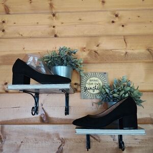 Lane Bryant Dream Cloud Black Faux Suede Block Heel Shoe Point Toe Comfort Sz 9W